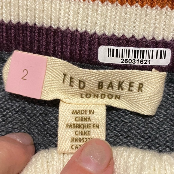 TED BAKER womens wool blend sweater knit midi skirt gray asymmetrical st… - Picture 3 of 4